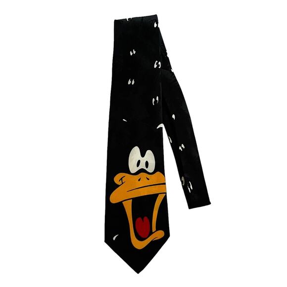 Looney Tunes Mania Vintage Black Daffy Duck Sweat Eyes Novelty Neck Tie - Picture 3 of 7